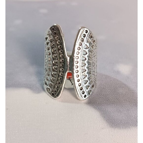Boho Silvertone Corset Mandala Statement Ring Size 8 NWT Fashion Jewelry Gift - Picture 1 of 3